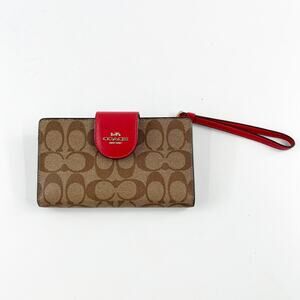 Coach Brown and Red Signature Wallet